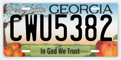 GA license plate CWU5382