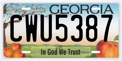 GA license plate CWU5387