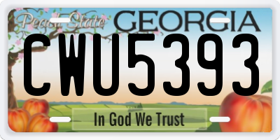 GA license plate CWU5393
