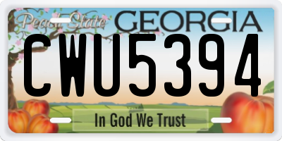 GA license plate CWU5394
