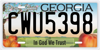 GA license plate CWU5398