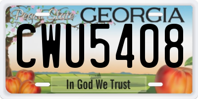 GA license plate CWU5408