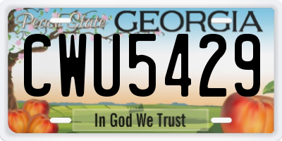 GA license plate CWU5429