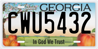GA license plate CWU5432