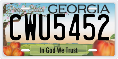 GA license plate CWU5452
