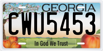 GA license plate CWU5453