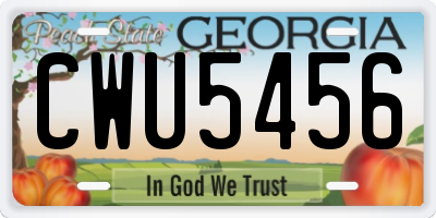GA license plate CWU5456