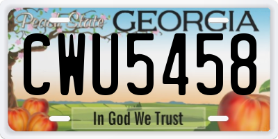 GA license plate CWU5458