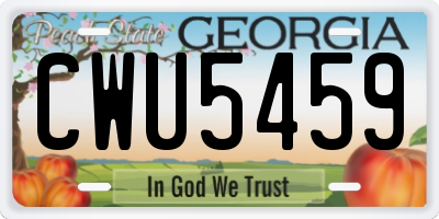 GA license plate CWU5459