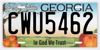 GA license plate CWU5462