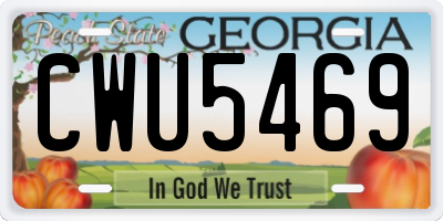 GA license plate CWU5469