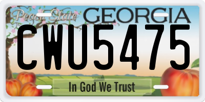 GA license plate CWU5475