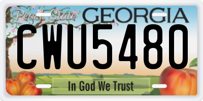 GA license plate CWU5480