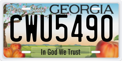 GA license plate CWU5490
