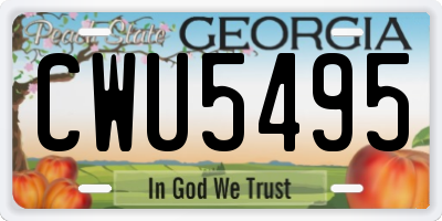 GA license plate CWU5495