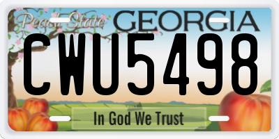 GA license plate CWU5498