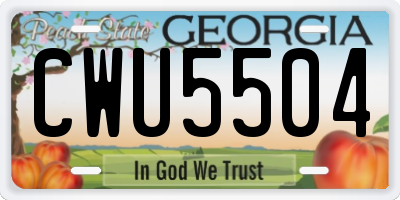 GA license plate CWU5504