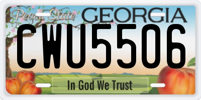 GA license plate CWU5506