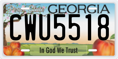 GA license plate CWU5518