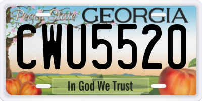 GA license plate CWU5520