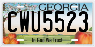 GA license plate CWU5523
