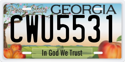 GA license plate CWU5531