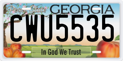 GA license plate CWU5535
