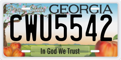GA license plate CWU5542