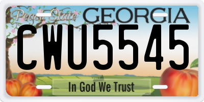 GA license plate CWU5545