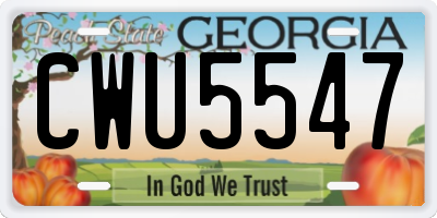 GA license plate CWU5547