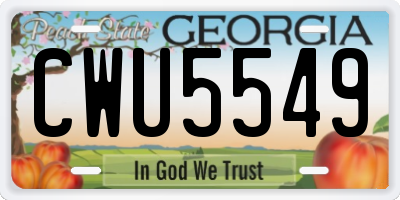 GA license plate CWU5549