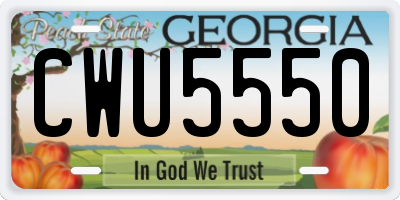 GA license plate CWU5550