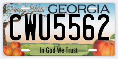 GA license plate CWU5562