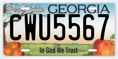 GA license plate CWU5567