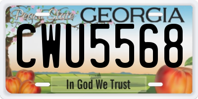 GA license plate CWU5568