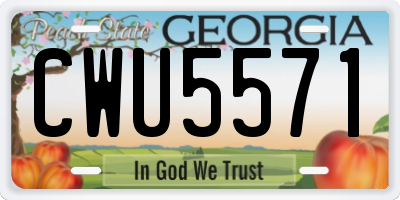 GA license plate CWU5571