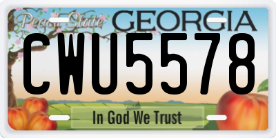 GA license plate CWU5578