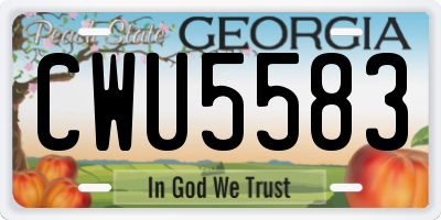GA license plate CWU5583