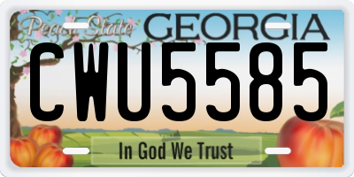 GA license plate CWU5585