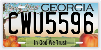 GA license plate CWU5596