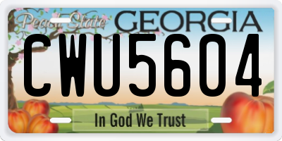 GA license plate CWU5604