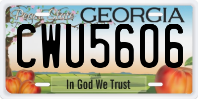 GA license plate CWU5606