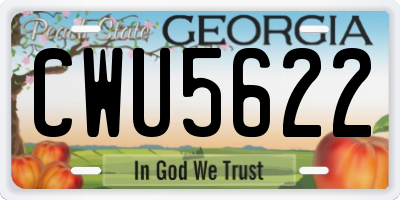 GA license plate CWU5622
