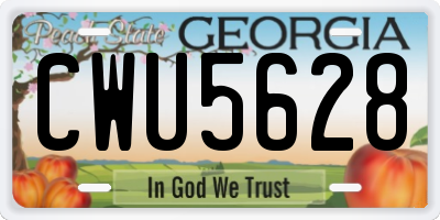 GA license plate CWU5628
