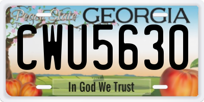 GA license plate CWU5630