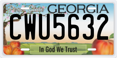 GA license plate CWU5632