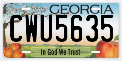 GA license plate CWU5635