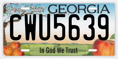 GA license plate CWU5639