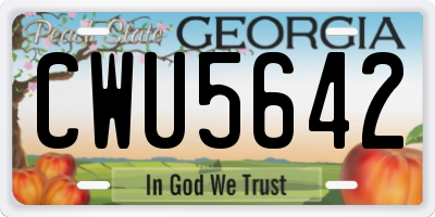 GA license plate CWU5642