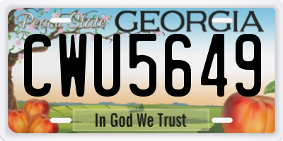 GA license plate CWU5649